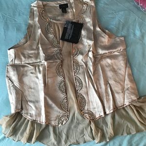 IMAN Gold Sleeveless Top with Embellishments